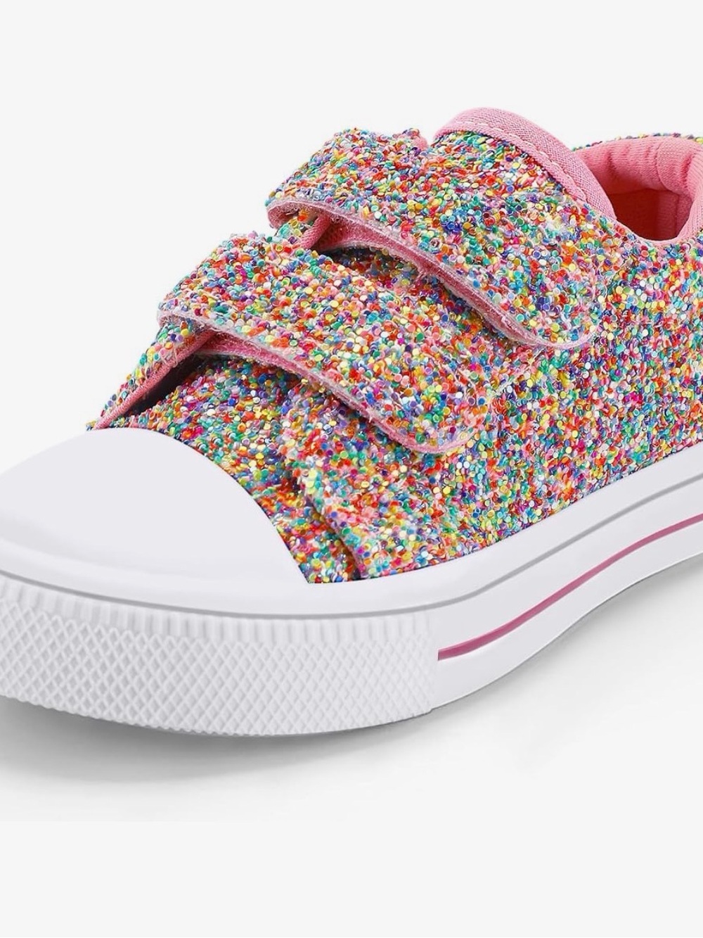 Kids Toddler 10 Girls Glitter Multi-Color Velcro Sneakers - Pink Trim